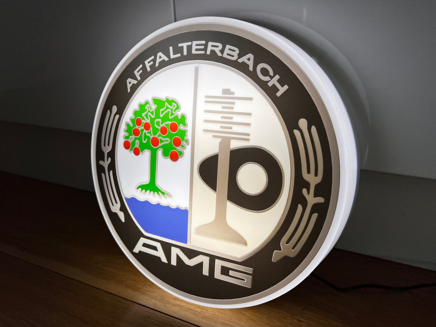 Mercedes Benz AMG Round Illuminated Logo Sign #B52