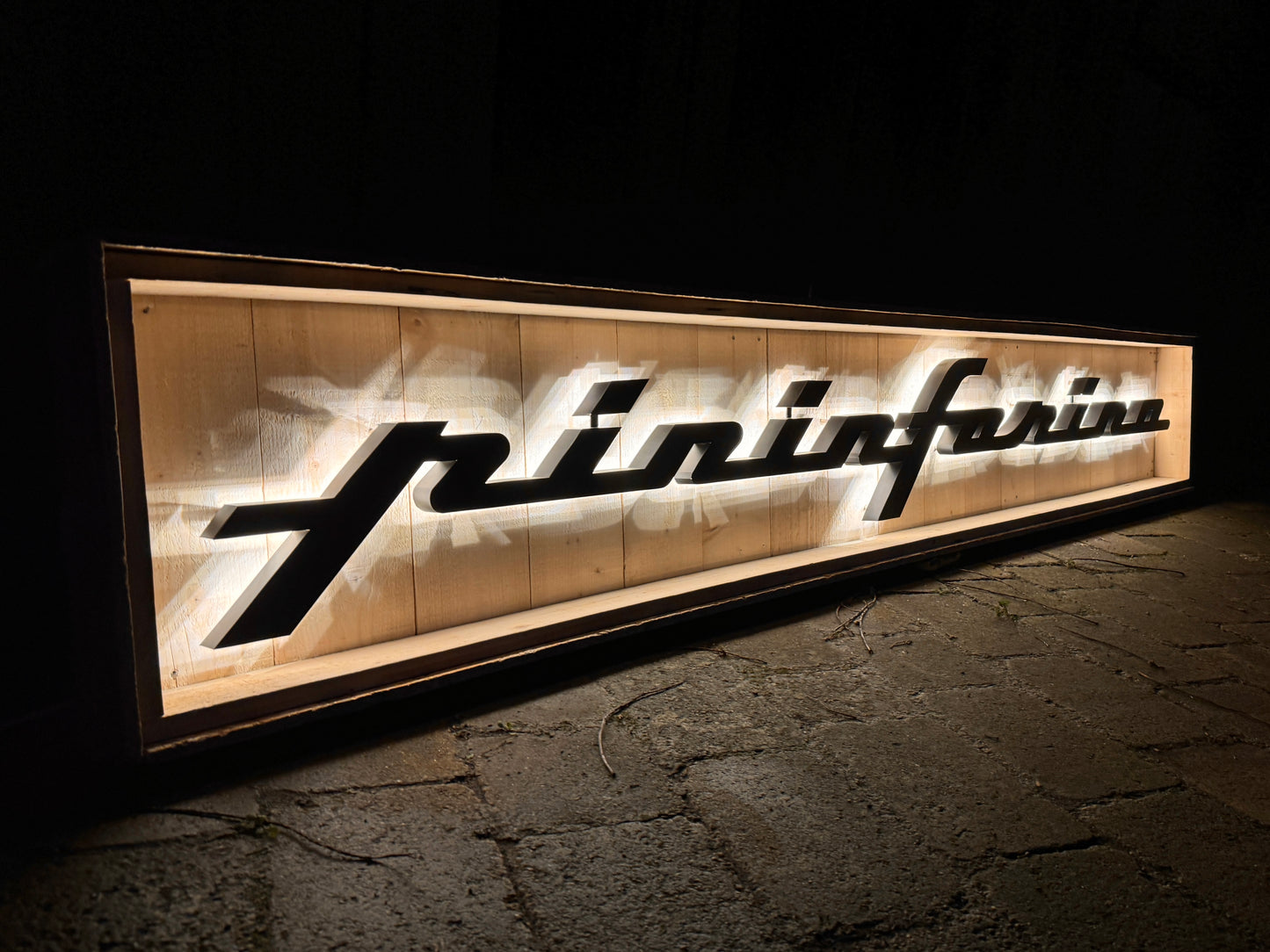 Pininfarina Illuminated Metal Sign Black #D15