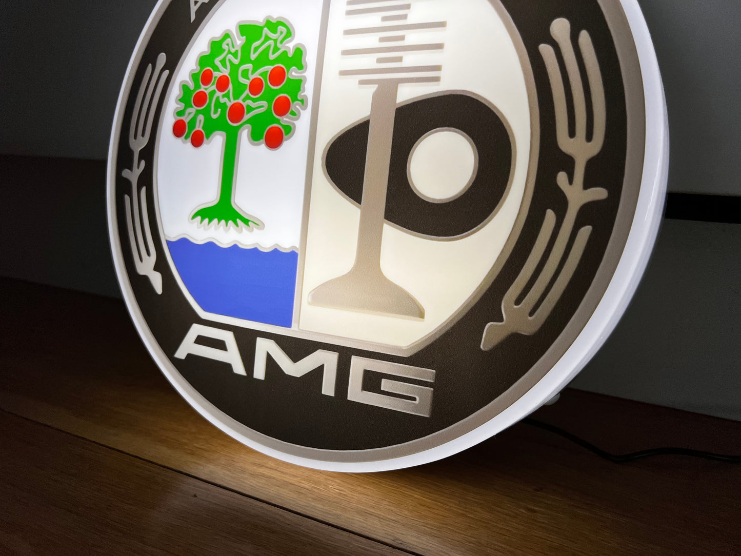 Mercedes Benz AMG Round Illuminated Logo Sign #B52