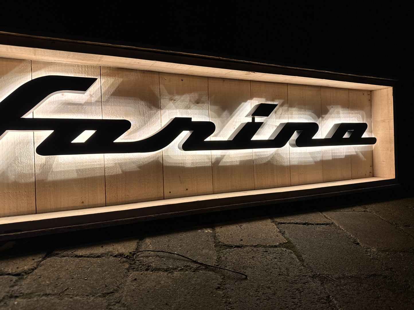 Pininfarina Illuminated Metal Sign Black #D15
