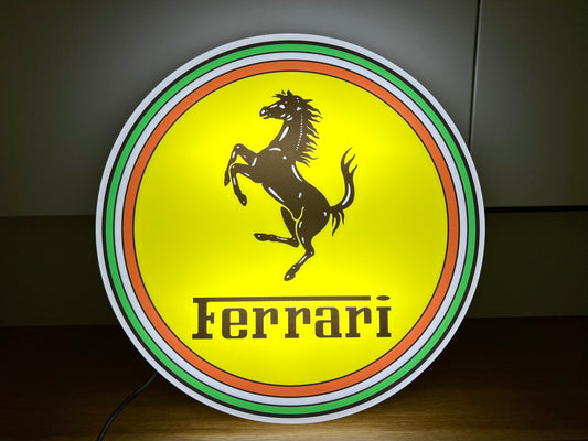 Ferrari Round Illuminated Logo Sign #B27