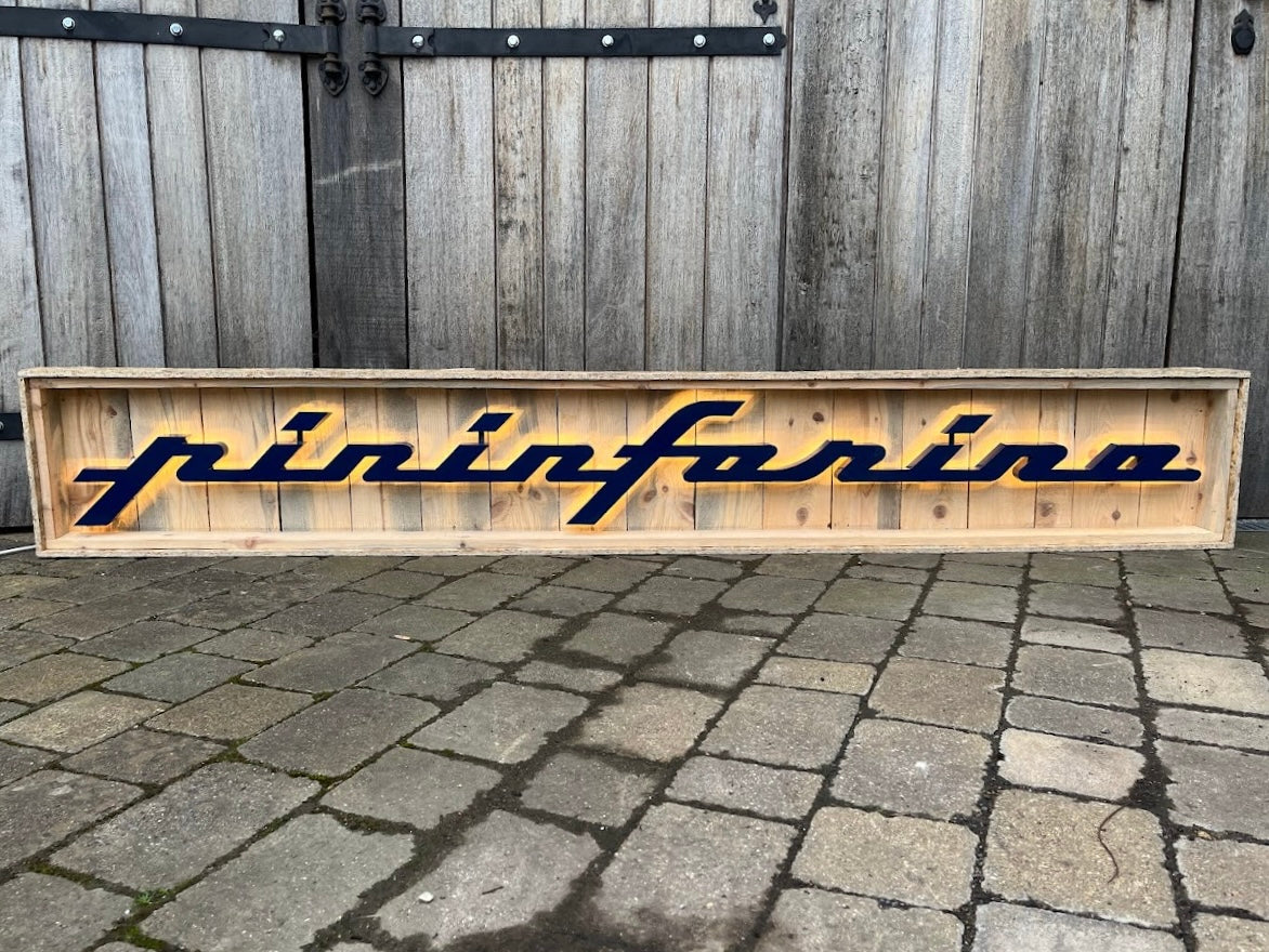 Pininfarina Illuminated Metal Sign Blue #D16