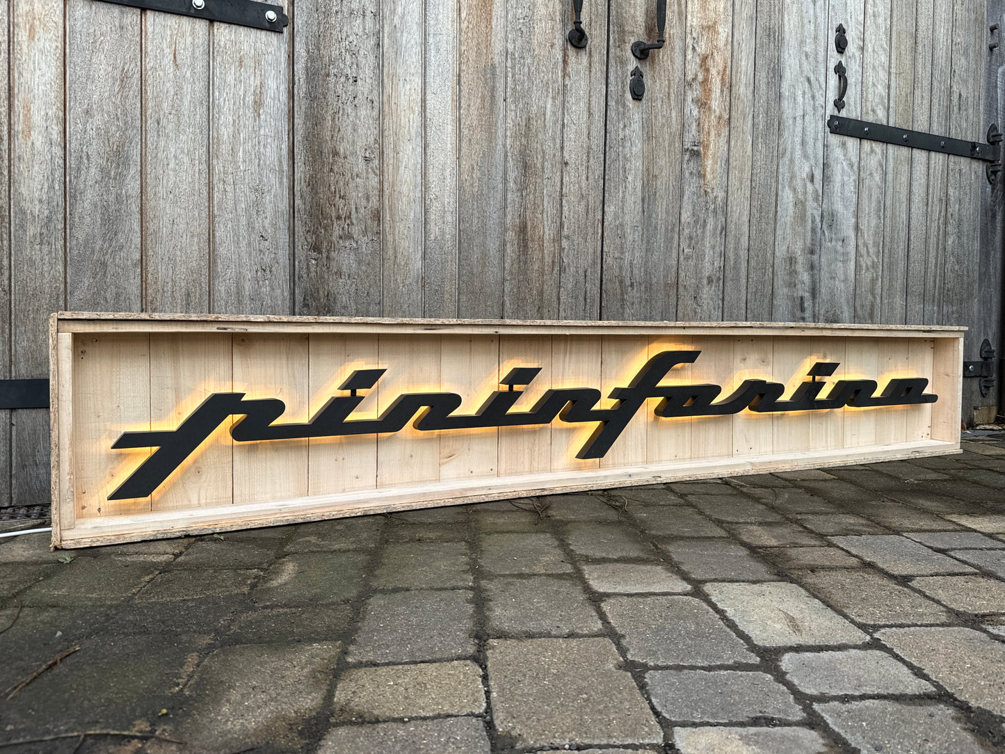 Pininfarina Illuminated Metal Sign Black #D15