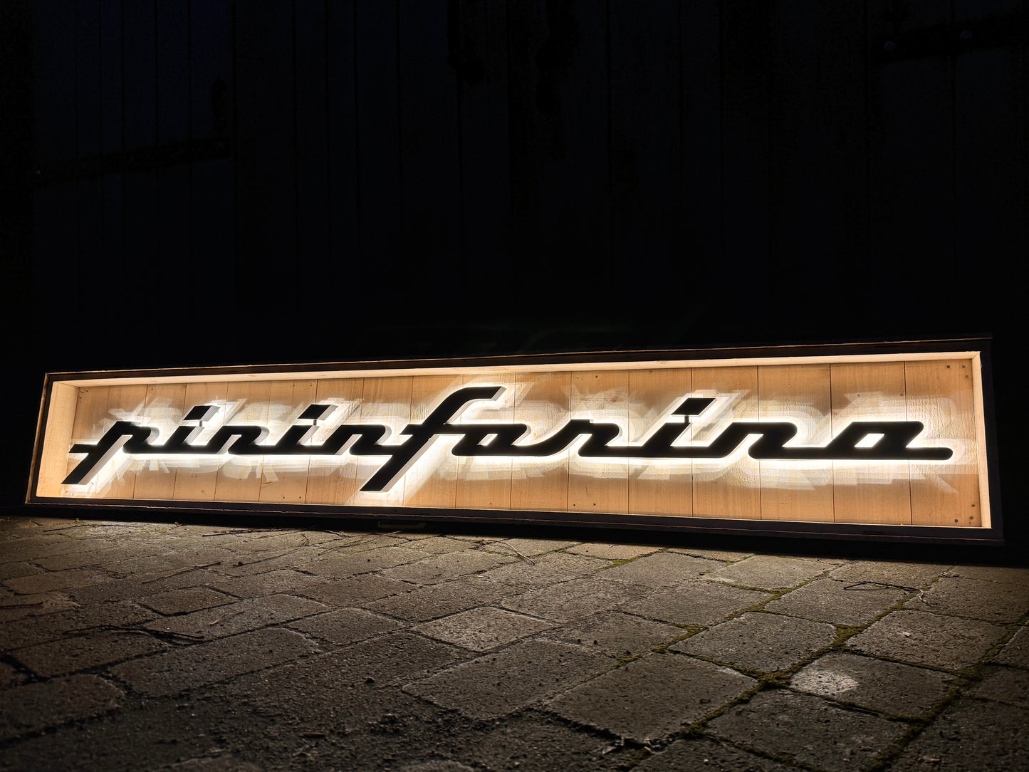 Pininfarina Illuminated Metal Sign Black #D15