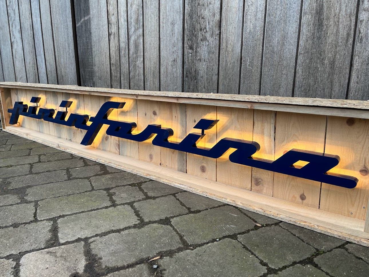 Pininfarina Illuminated Metal Sign Blue #D16
