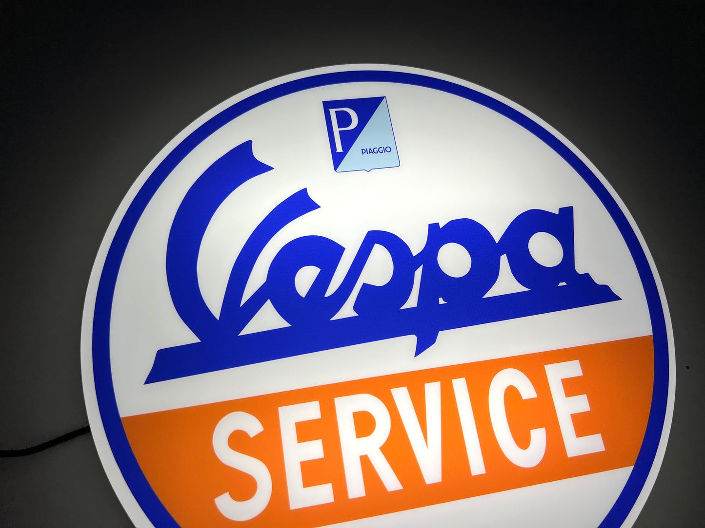Vespa Service Round Illuminated Logo Sign #B66