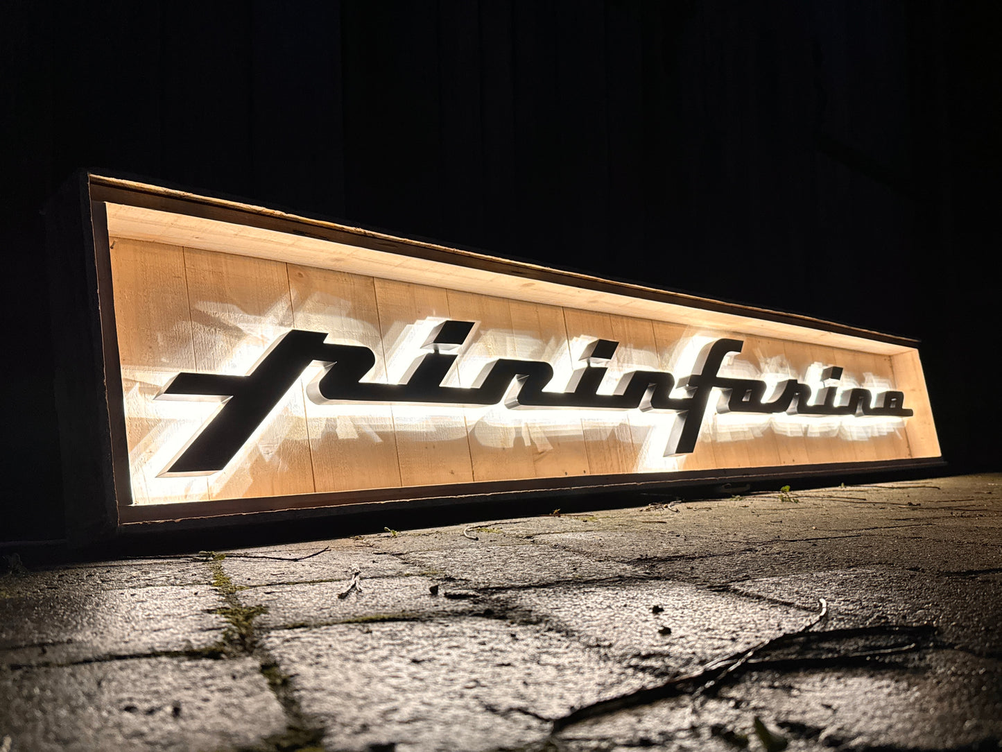 Pininfarina Illuminated Metal Sign Black #D15