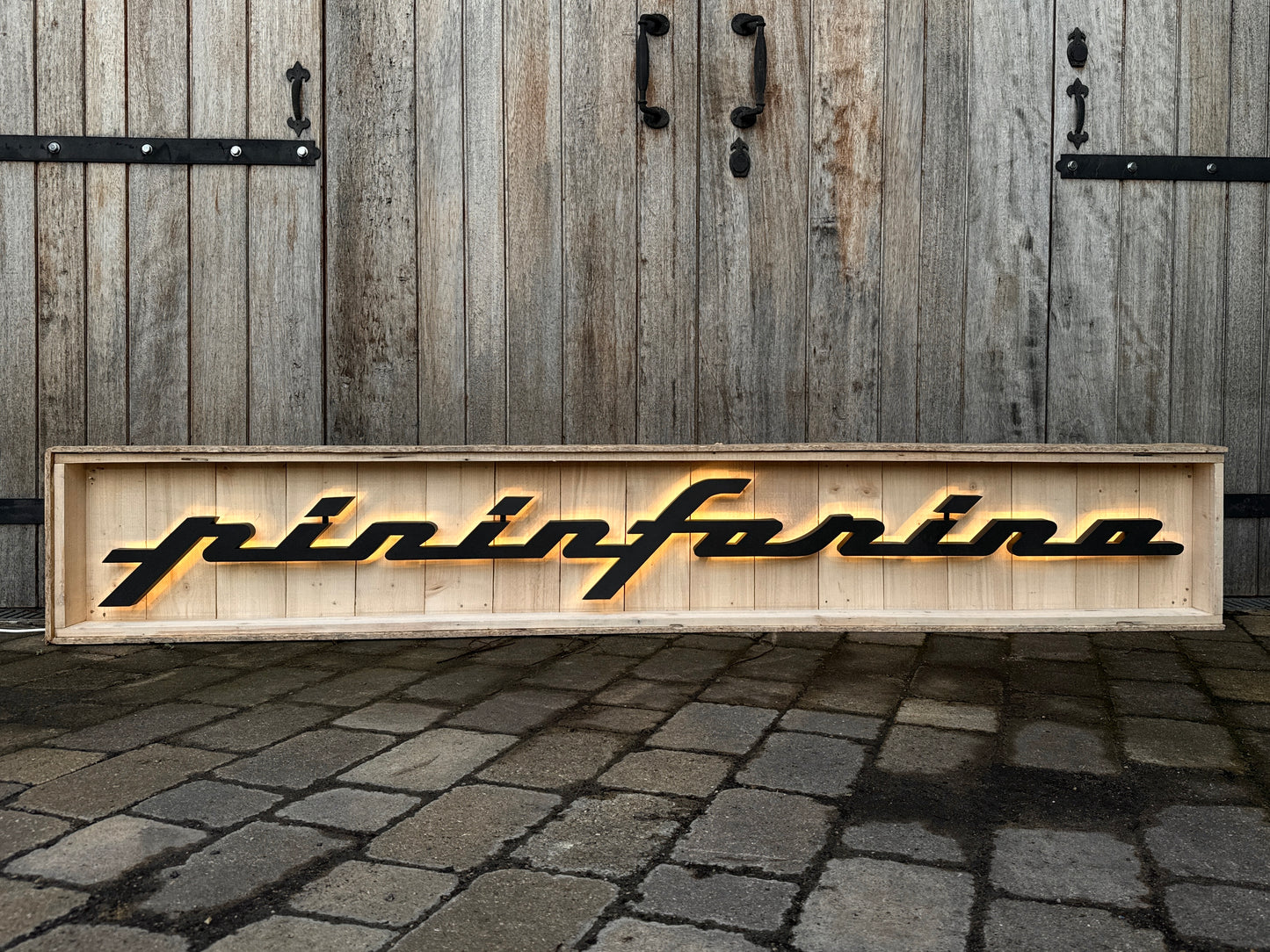 Pininfarina Illuminated Metal Sign Black #D15