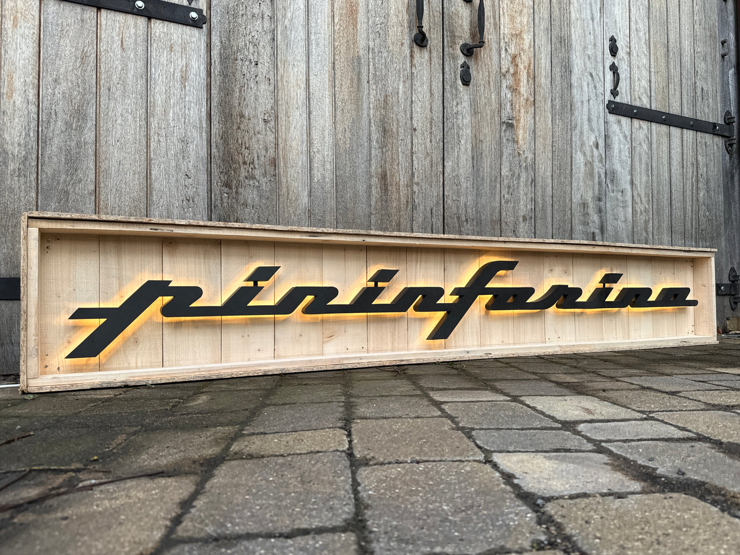 Pininfarina Illuminated Metal Sign Black #D15