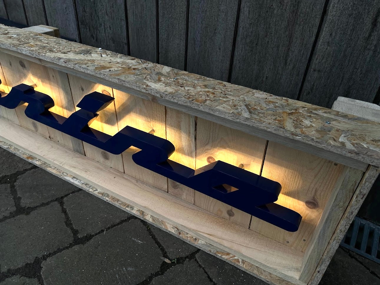 Pininfarina Illuminated Metal Sign Blue #D16