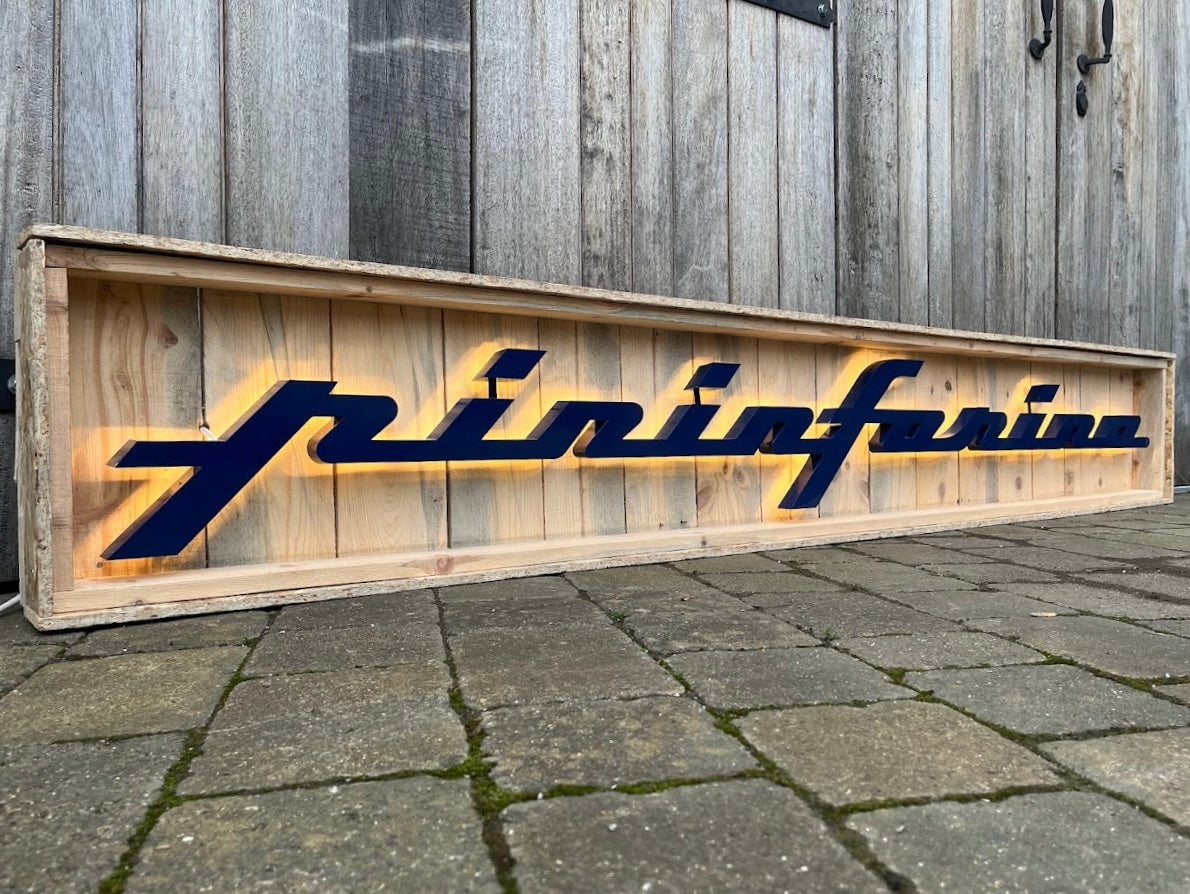 Pininfarina Illuminated Metal Sign Blue #D16