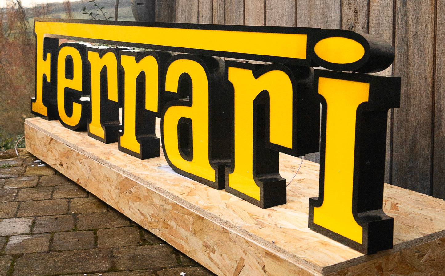 Ferrari Spellout Illuminated Logo Sign #D7