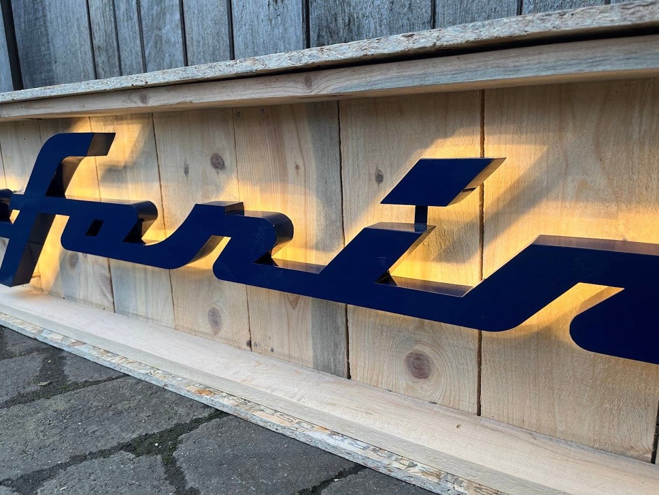 Pininfarina Illuminated Metal Sign Blue #D16