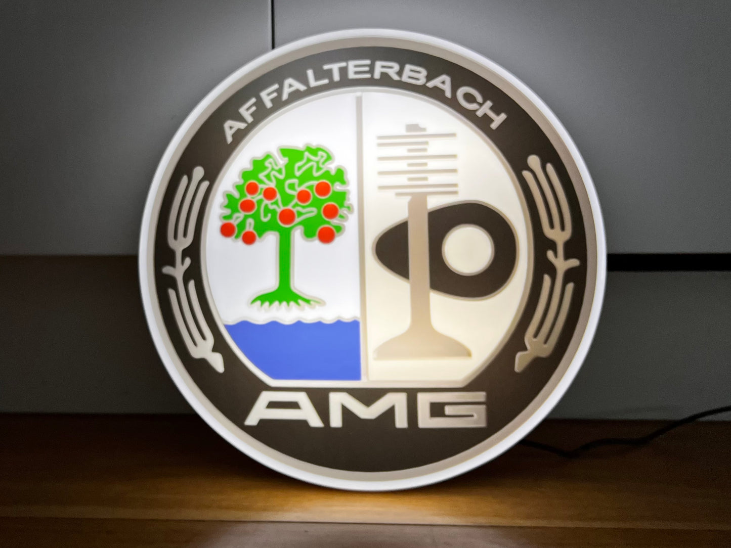 Mercedes Benz AMG Round Illuminated Logo Sign #B52