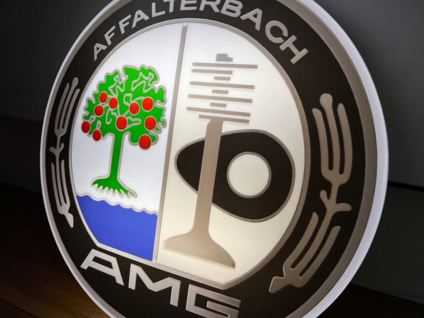 Mercedes Benz AMG Round Illuminated Logo Sign #B52