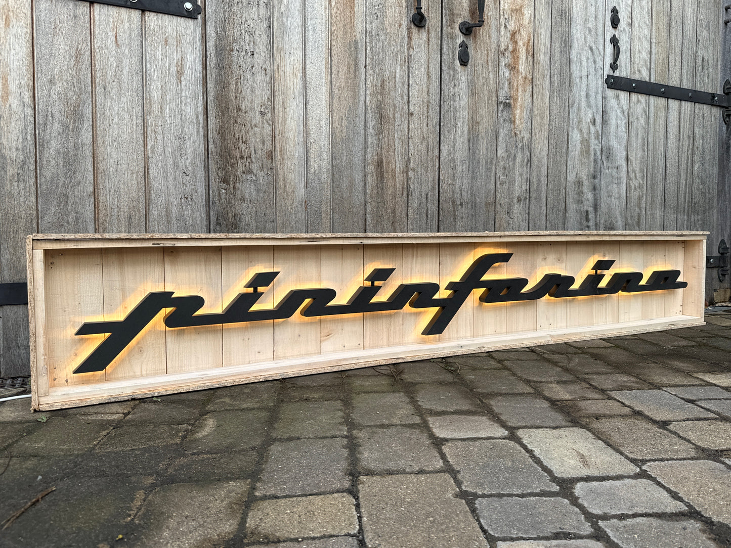 Pininfarina Illuminated Metal Sign Black #D15