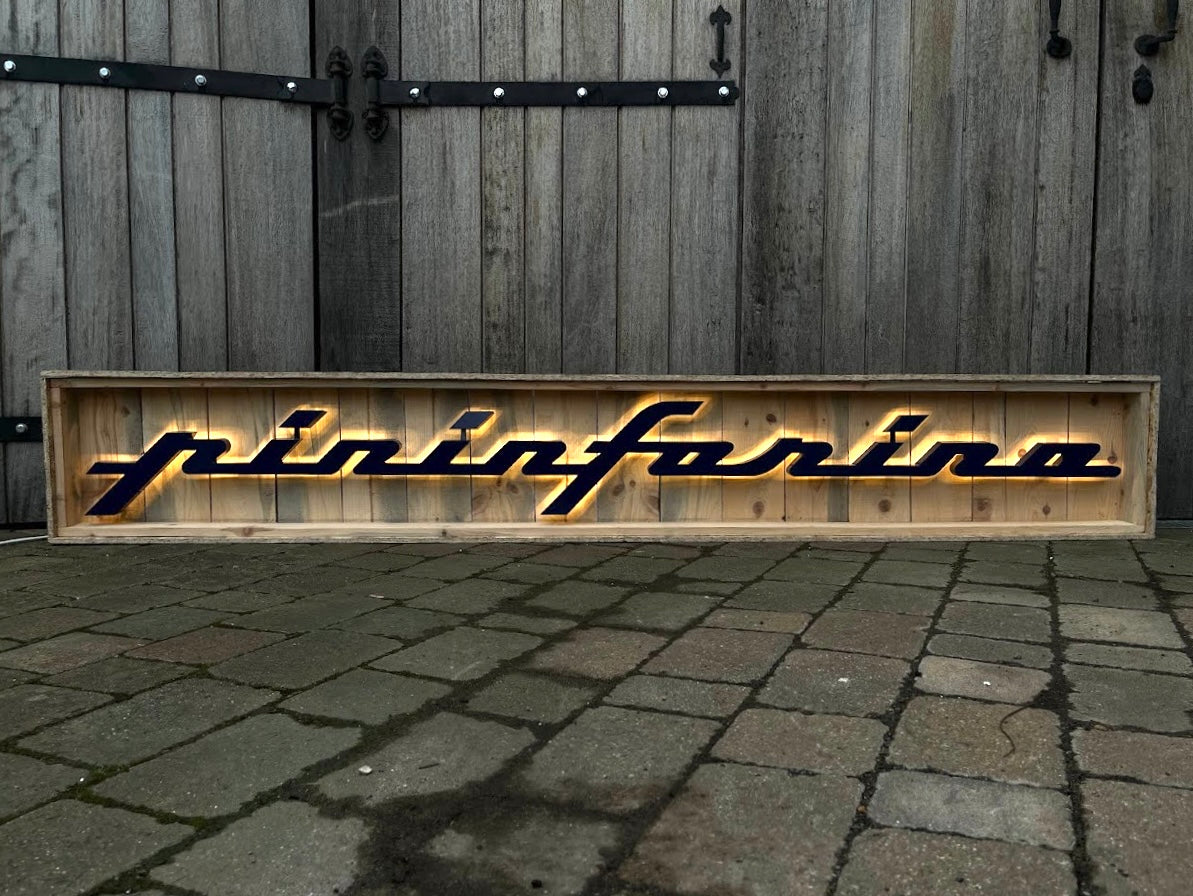 Pininfarina Illuminated Metal Sign Blue #D16
