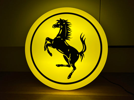 Ferrari Round Illuminated Logo Sign #B26