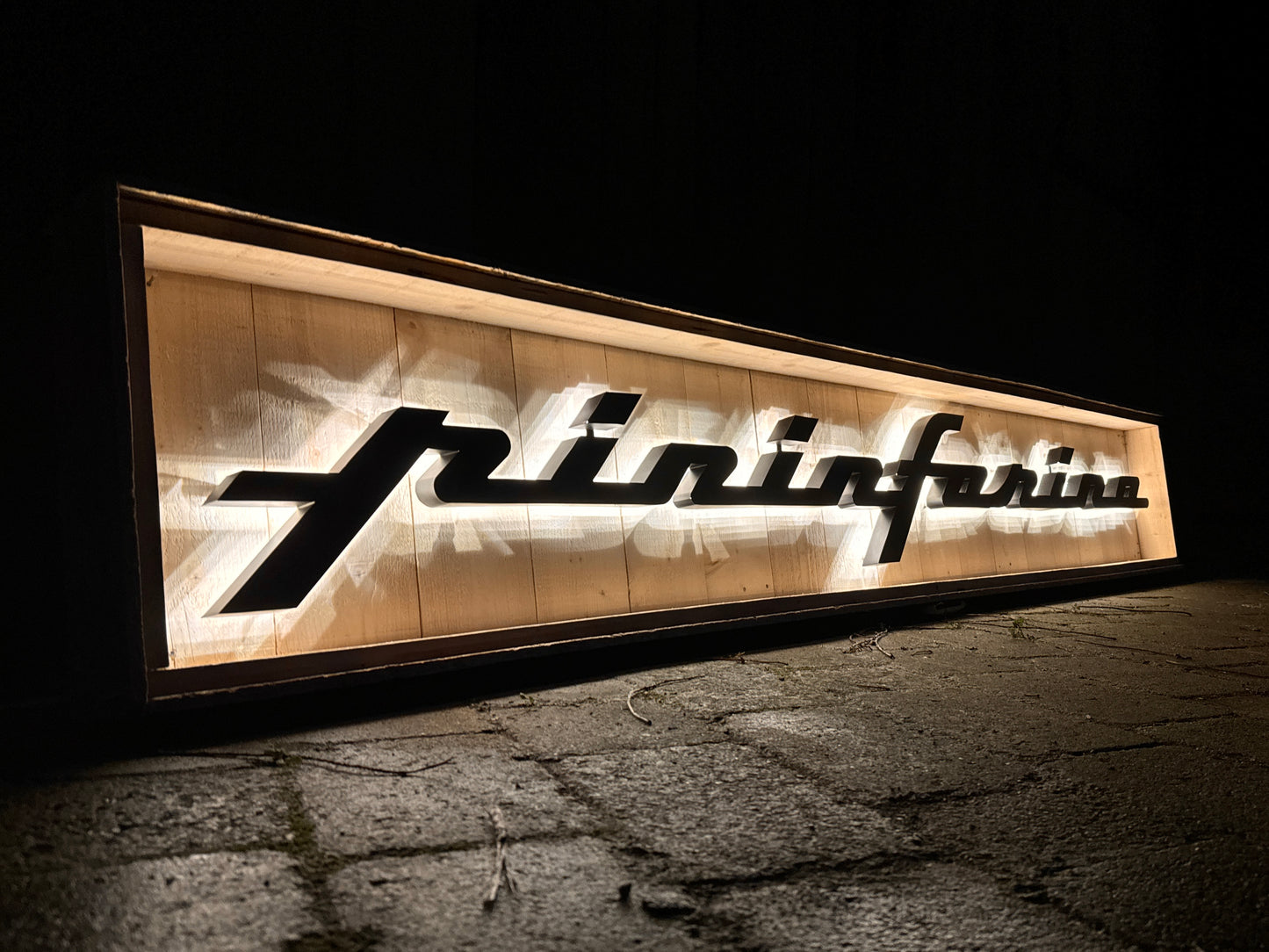 Pininfarina Illuminated Metal Sign Black #D15