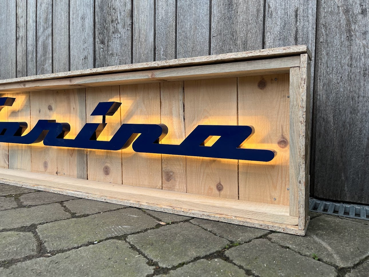 Pininfarina Illuminated Metal Sign Blue #D16