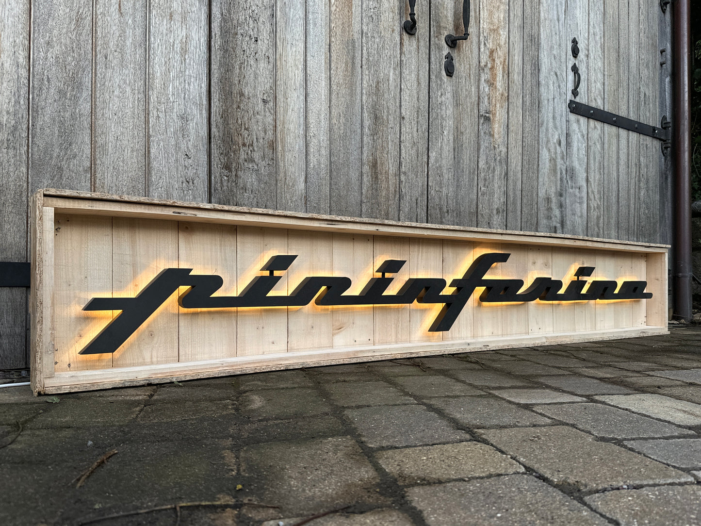 Pininfarina Illuminated Metal Sign Black #D15