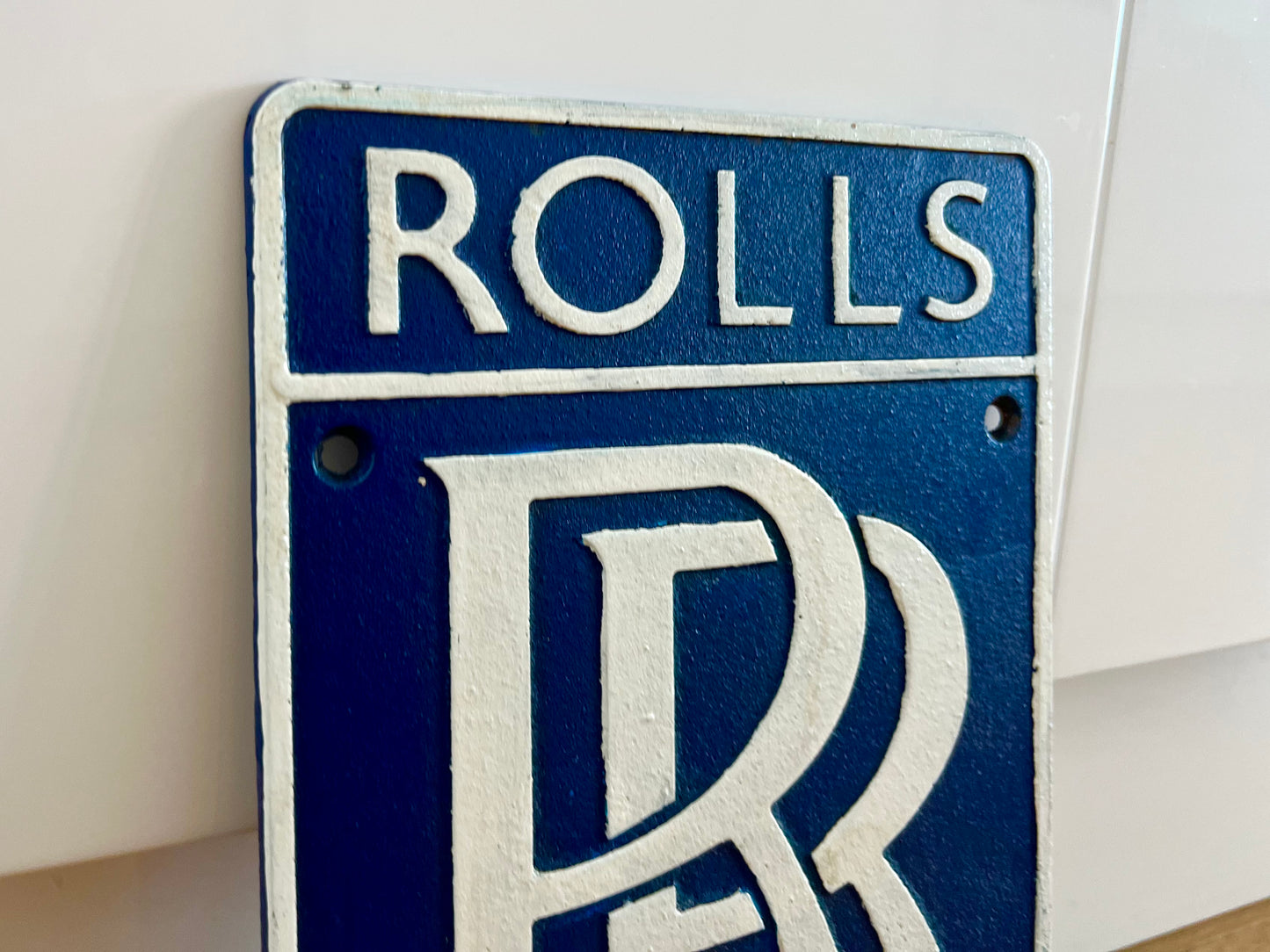 Rolls Royce Blue Metal Logo Sign #A96