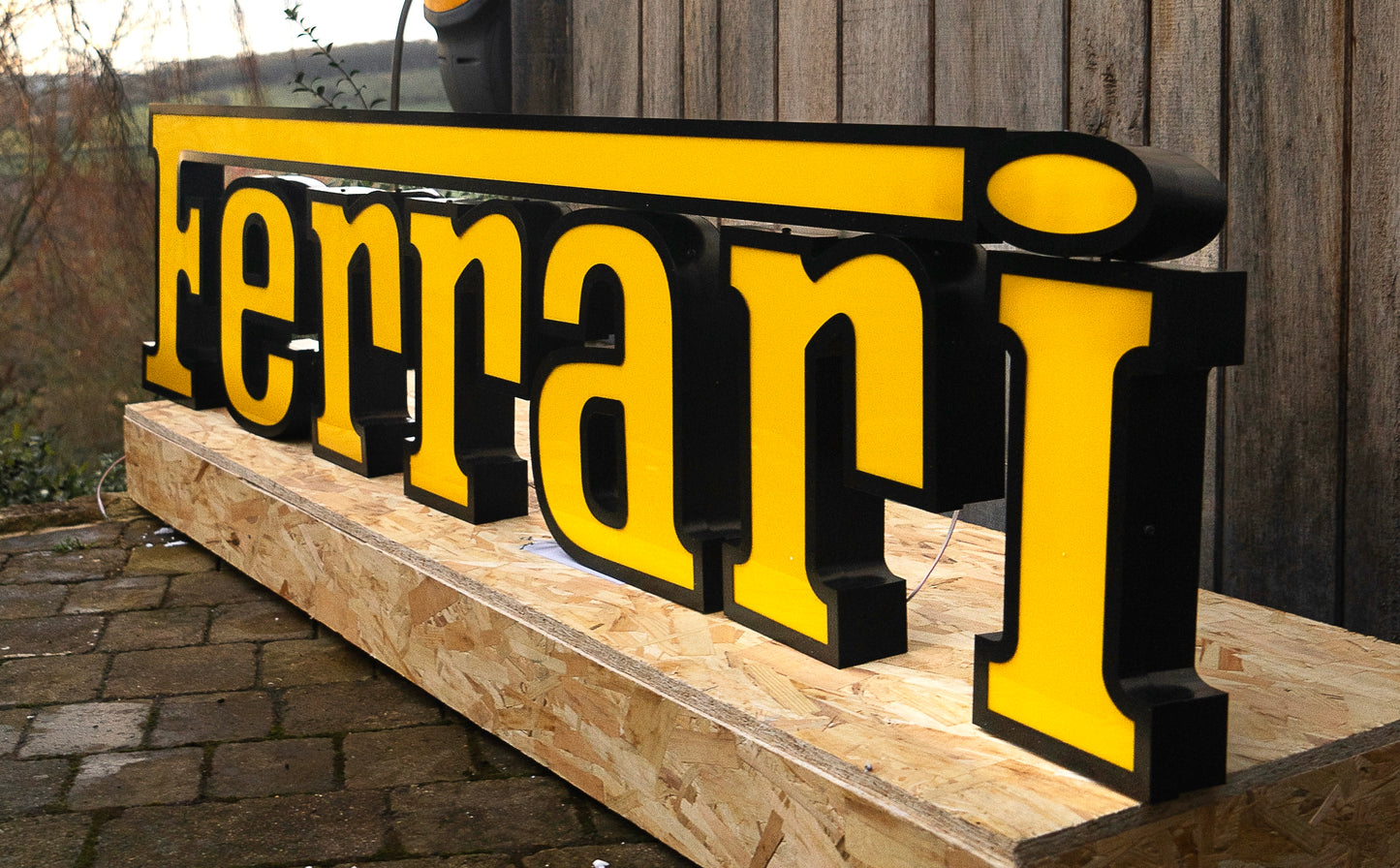 Ferrari Spellout Illuminated Logo Sign #D7