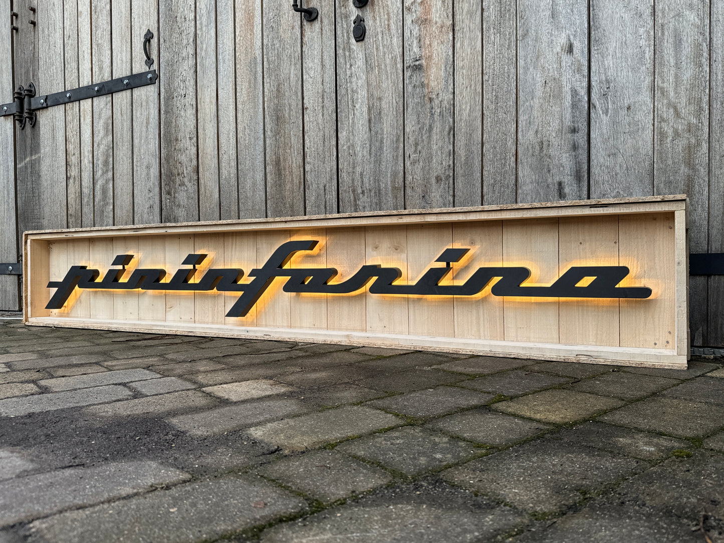 Pininfarina Illuminated Metal Sign Black #D15