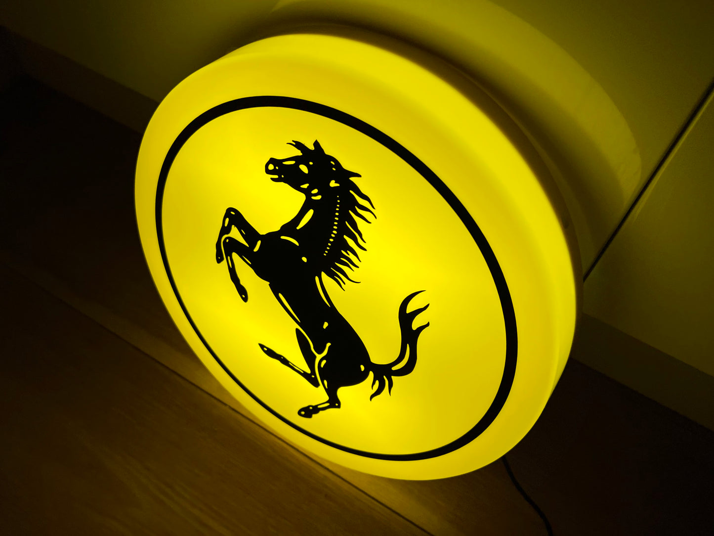 Ferrari Round Illuminated Logo Sign #B26